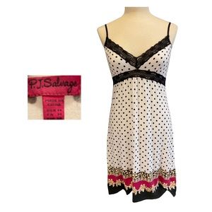 PJ Salvage polka dot night gown, black and pink, size M